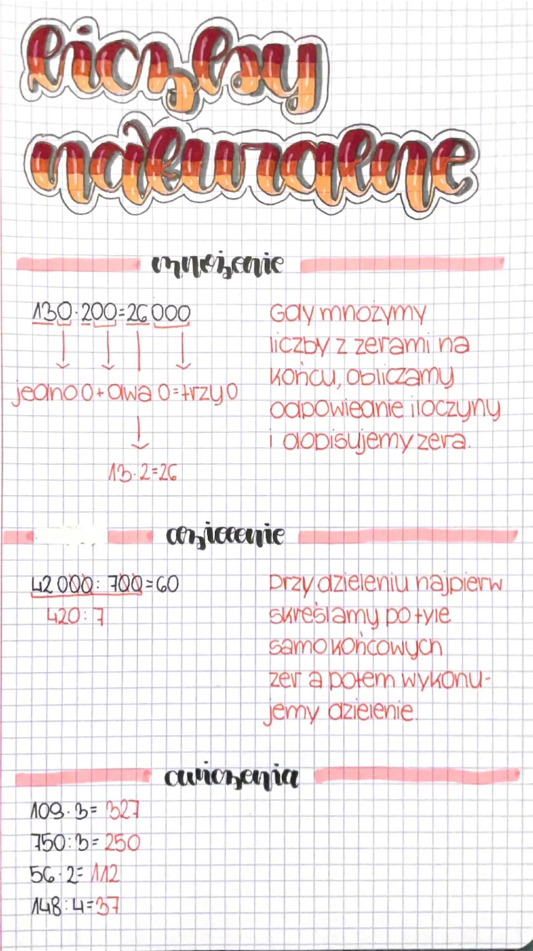 Rice Psy
anaturaline
mnożenie
130-200-26000
Gay mnozymy
liczby z zerami na
koncu, obliczamy
odpowiednie iloczyny
jedno o + awa 0=rzyo
i dopi