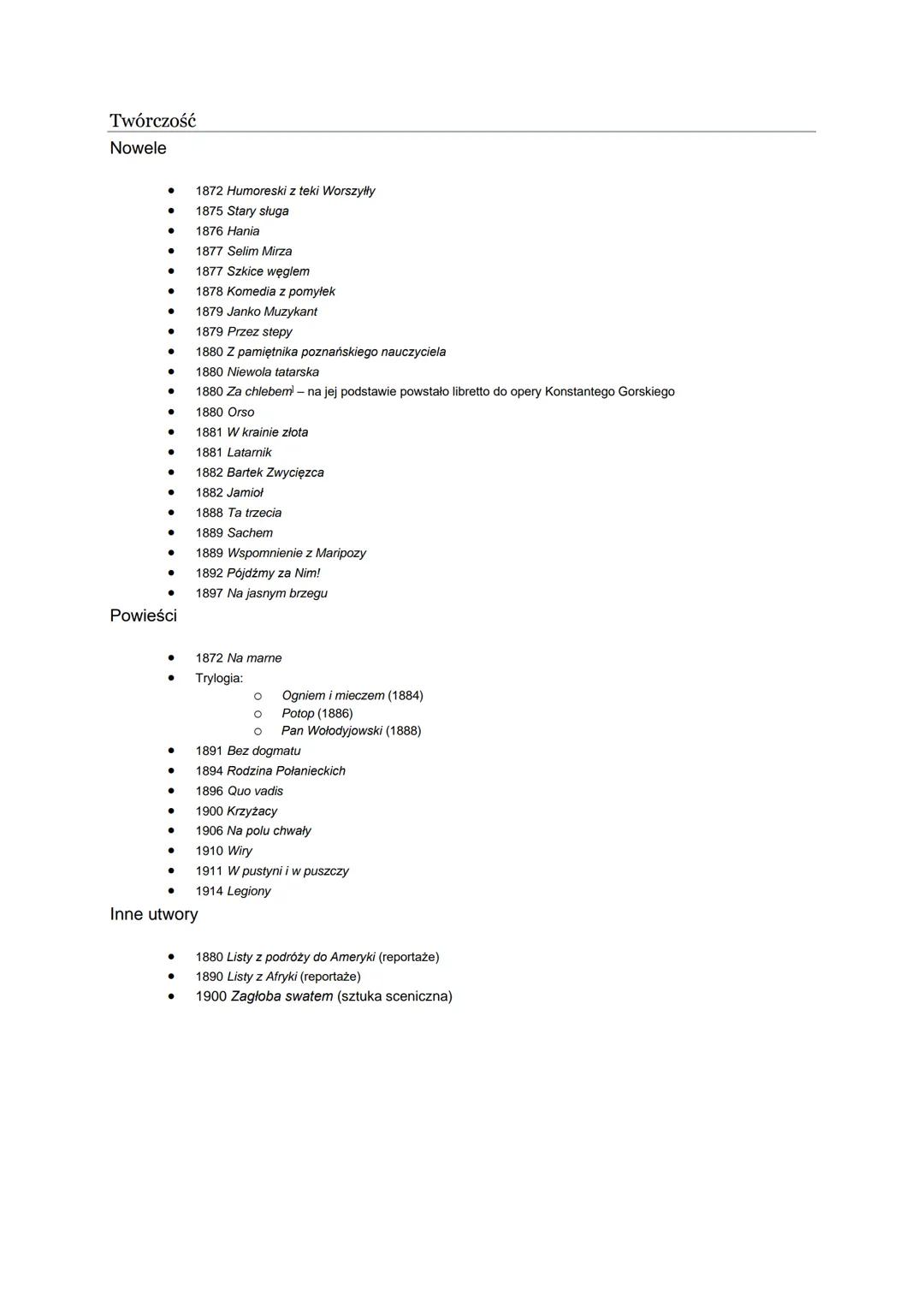 Henryk Sienkiewicz (1846-1916)
Henryk Adam Aleksander Pius Sienkiewicz herbu Oszyk, pseudonim ,,Litwos", „Musagetes",
,,Juliusz Polkowski", 