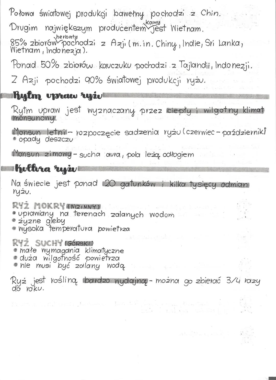--- OCR Start ---
Rolnictwo Azji
Wawnki rozwoju rolnictwa
WARUNKI PRZYRODNICZE
Bardzo korzystne warunki są w Indiach, wschodniej części Chin