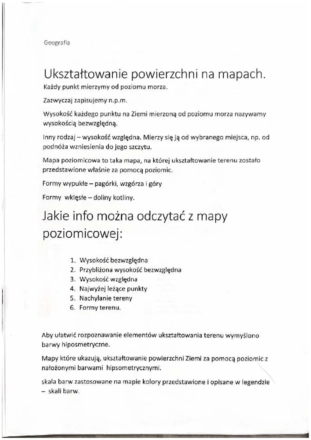  Ukształtowanie powierzchni na mapach