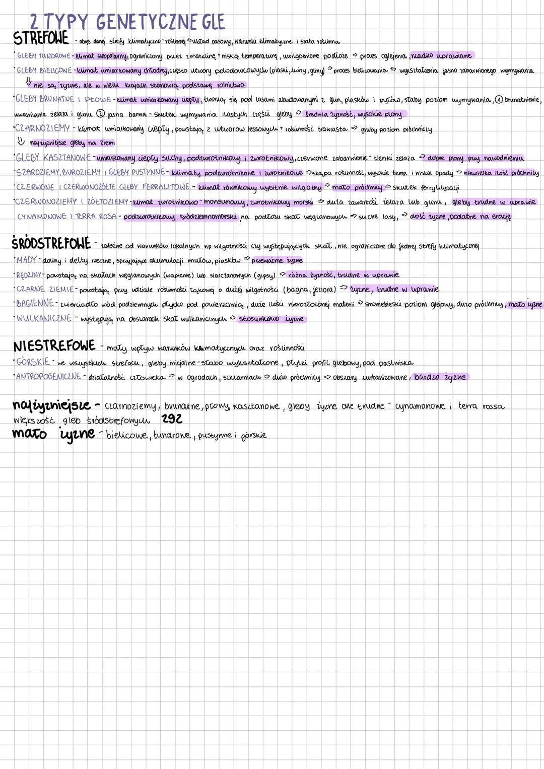 2 TYPY GENETYCZNE GLE
STREFOWE - obręb danej strefy klimatyczno - roślinnej układ pasowy, warunki klimatyczne i szata roślinna
GLEBY TUNDROW