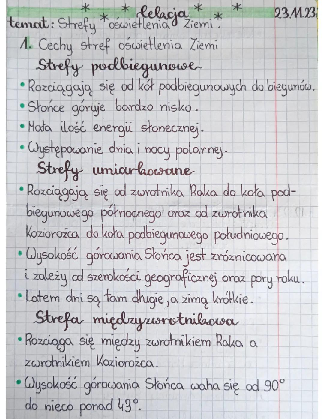 Strefy oświetlenia Ziemi.