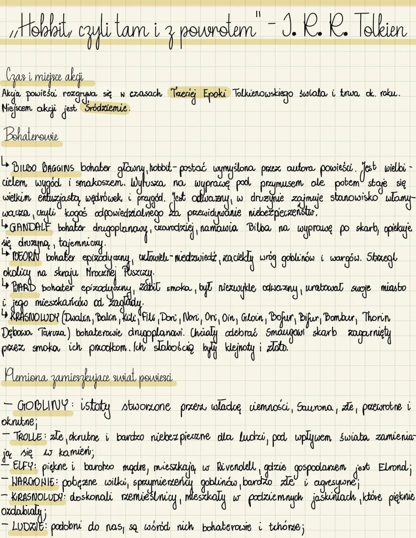 Hobbit, czyli tam i z powrotem" - J. R. R. Tolkien
Czas i miejsce akcji
Akcja powieści rozgrywa się w czasach Trzeciej Epoki Tolkienowskiego