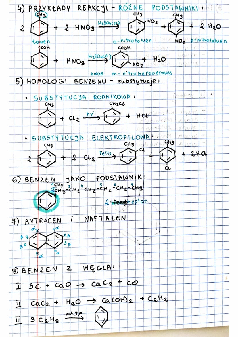 1) NAREWNICTWO:
CH3
6
a
BY
A
CH
OH
4-chloro-3-metylobenzen
CHS
CH3
=CH₂
NO₂
ARENY
503H
1.4- dibromo-2,3-dimetyle berzer
Fenyleten
artrobenze