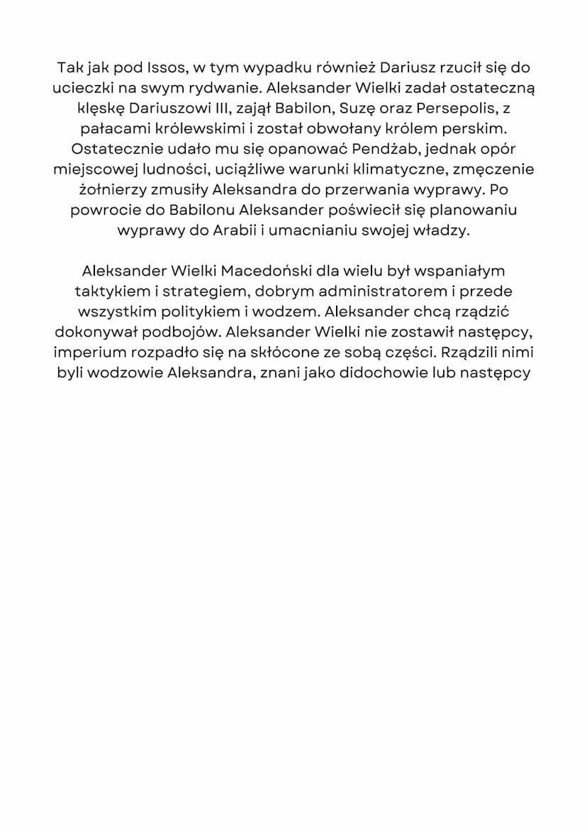 Aleksander Wielki
Aleksander Wielki urodził się w 356 p.n.e. Najstarszy prawowity
syn króla Macedonii Filipa II. Filip II Macedoński zadbał 