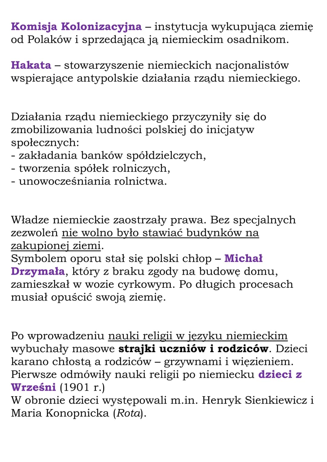 Zabór pruski – walka z
germanizacją
Otto von Bismarck doprowadził do zjednoczenia
Niemiec. Chciał zlikwidować wszelką nielojalność wobec
ces