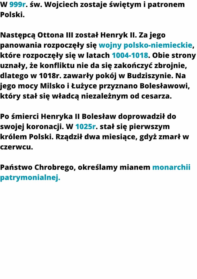 PANOWANIE BOLESŁAWA
CHROBREGO
Bolesław Chrobry to pierwszy król Polski. Rządził w
latach 992r.-1025r. Chrobry oznacza waleczny,
dzielny.
W 9