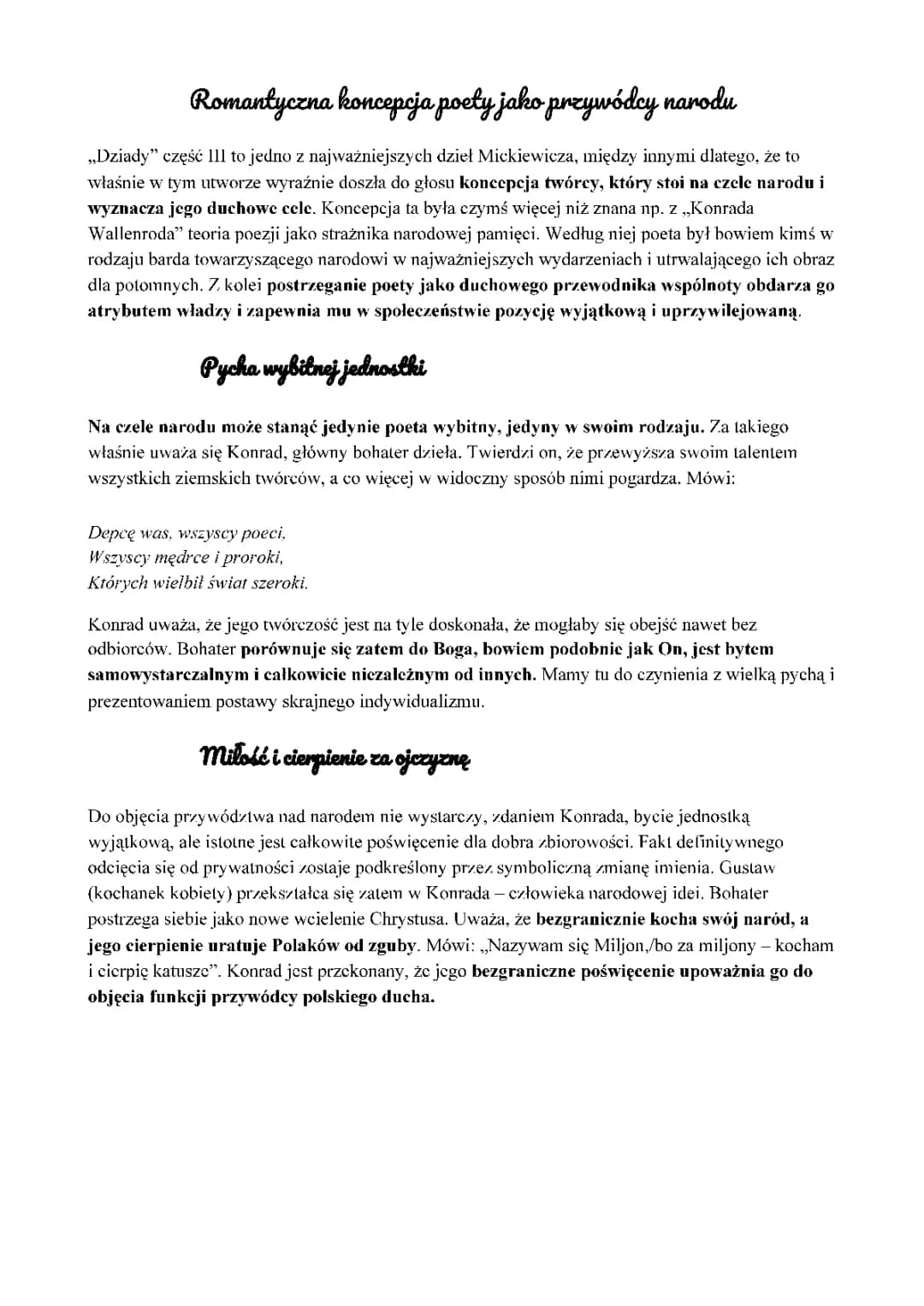 Romantyczna koncepcja poety jako przywódcy narodu
