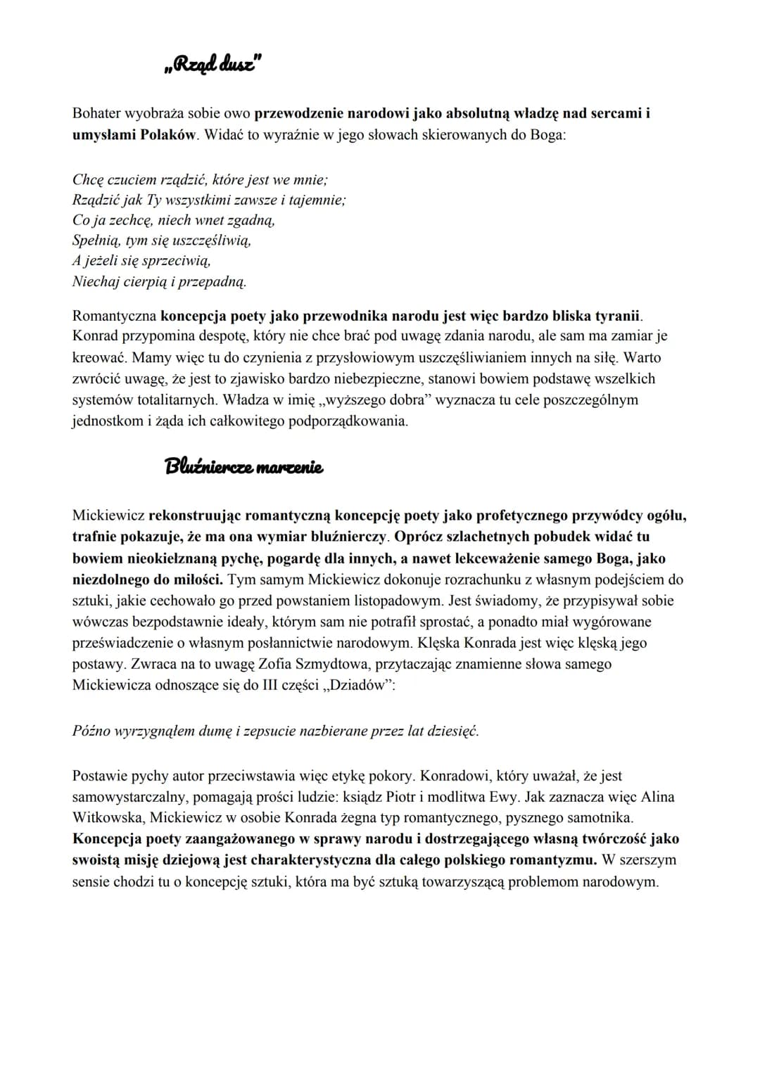 Romantyczna koncepcja poety jako przywódcy narodu
,,Dziady" część III to jedno z najważniejszych dzieł Mickiewicza, między innymi dlatego, ż