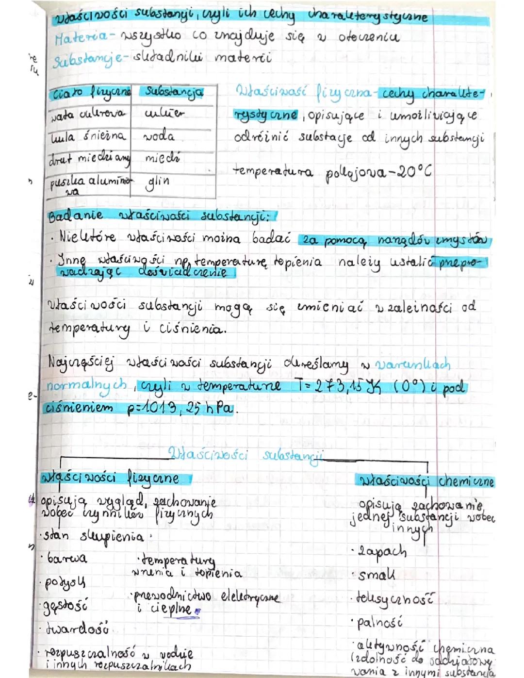 Poznaj właściwości substancji - Klasa 7, Dział 1