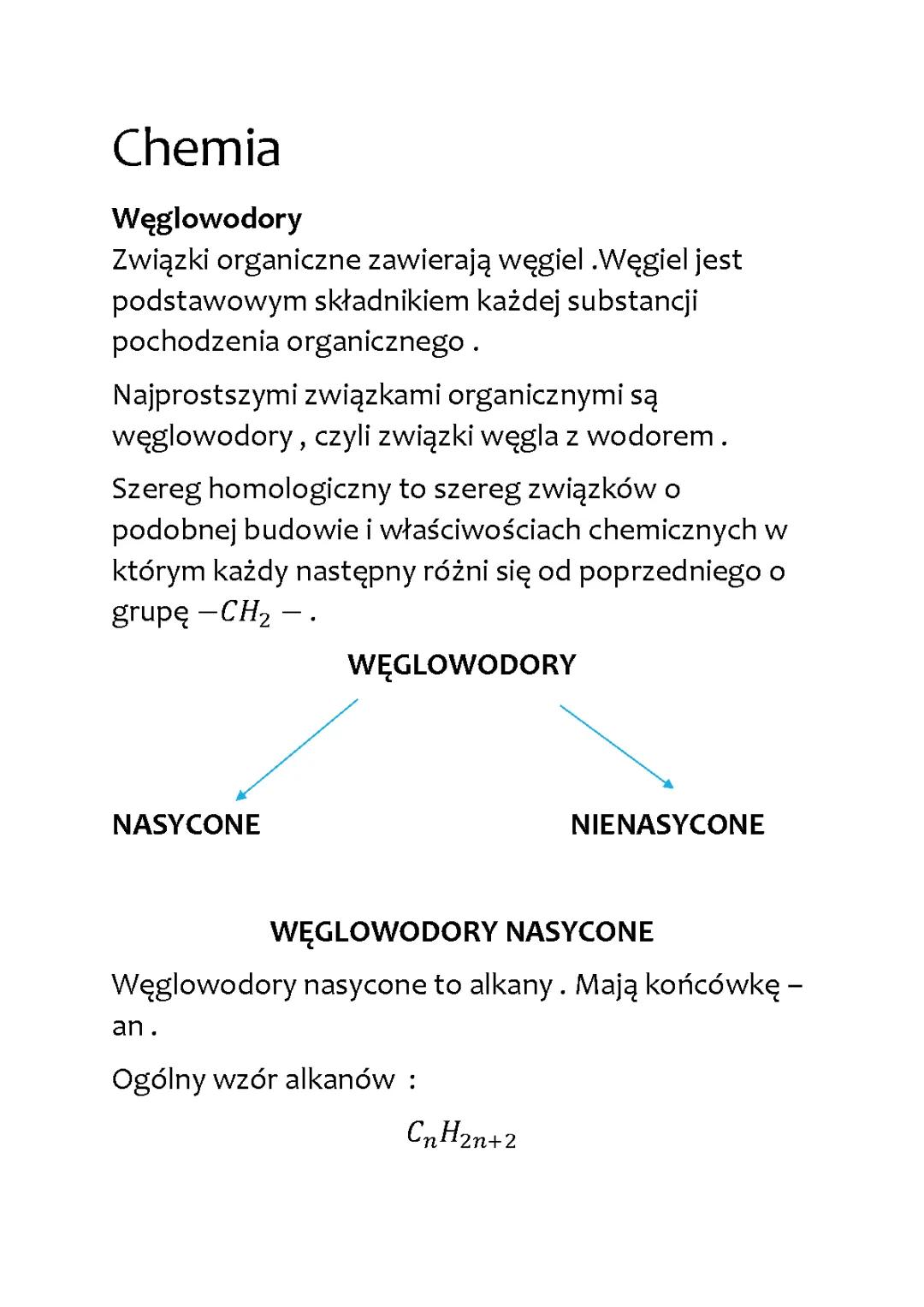 Podział węglowodorów: Alkany, Alkeny i Alkiny - Klasa 8