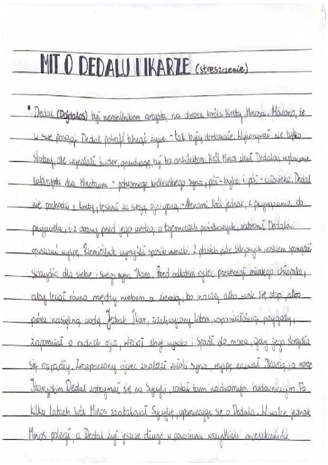 Mit o Dedalu i Ikarze - streszczenie 