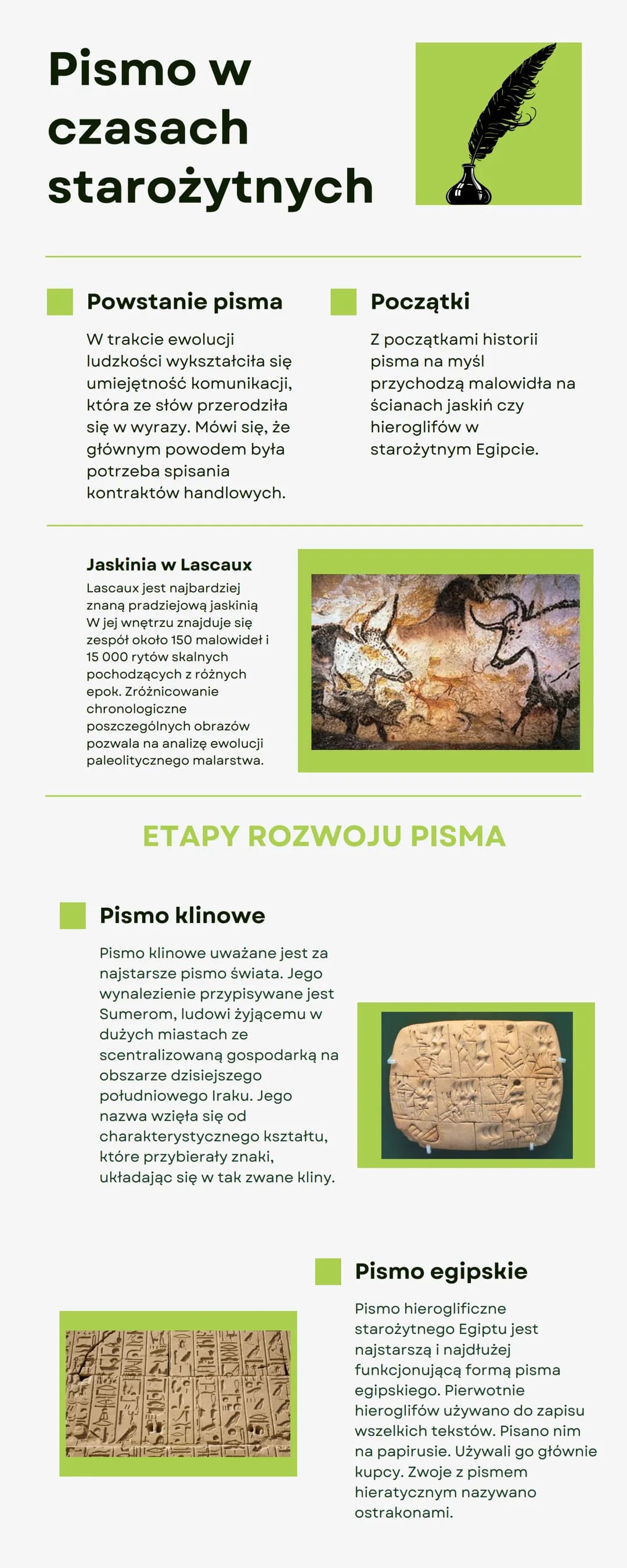Pismo w
czasach
starożytnych
Powstanie pisma
W trakcie ewolucji
ludzkości wykształciła się
umiejętność komunikacji,
która ze słów przerodził