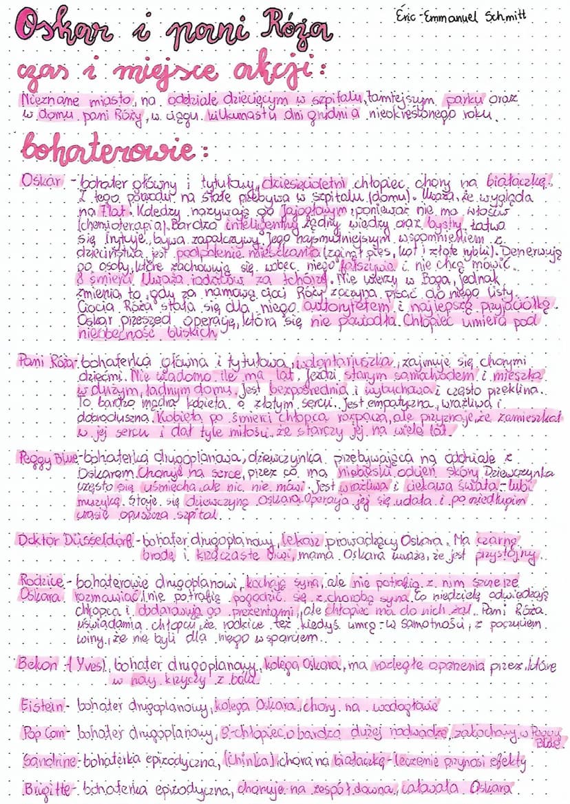 plan wydarzeń
1. Przedstawienie się Oskara w pierwszym Lisule do Boga
2.Spacer z panic Roze, tajemnica i rozmowa o śmierd
3.Zdaydowanie się.