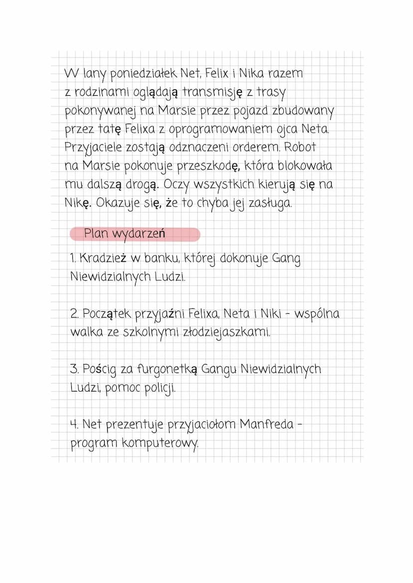 Felix, Net I Nika oraz gang niewidzialnych ludzi
Streszczenie
Felix rozpoczyna nauki w gimnazjum gdzie natrafia
na szkolnych huliganów Marce