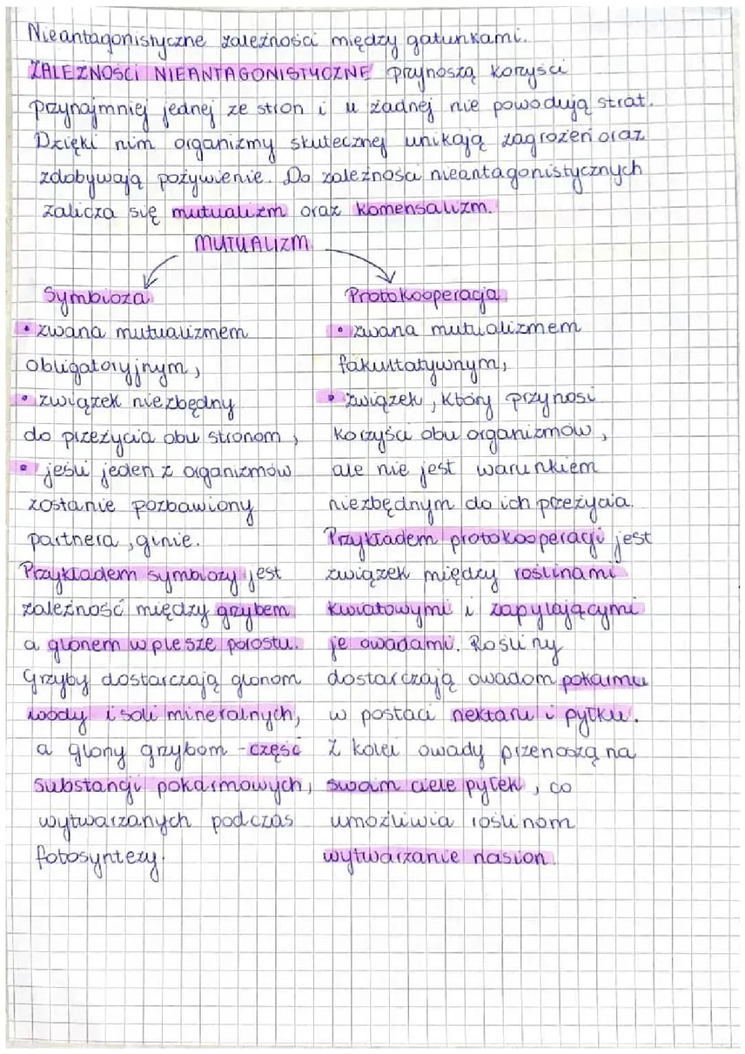 nieantagonistyczne zależności między gatunkami