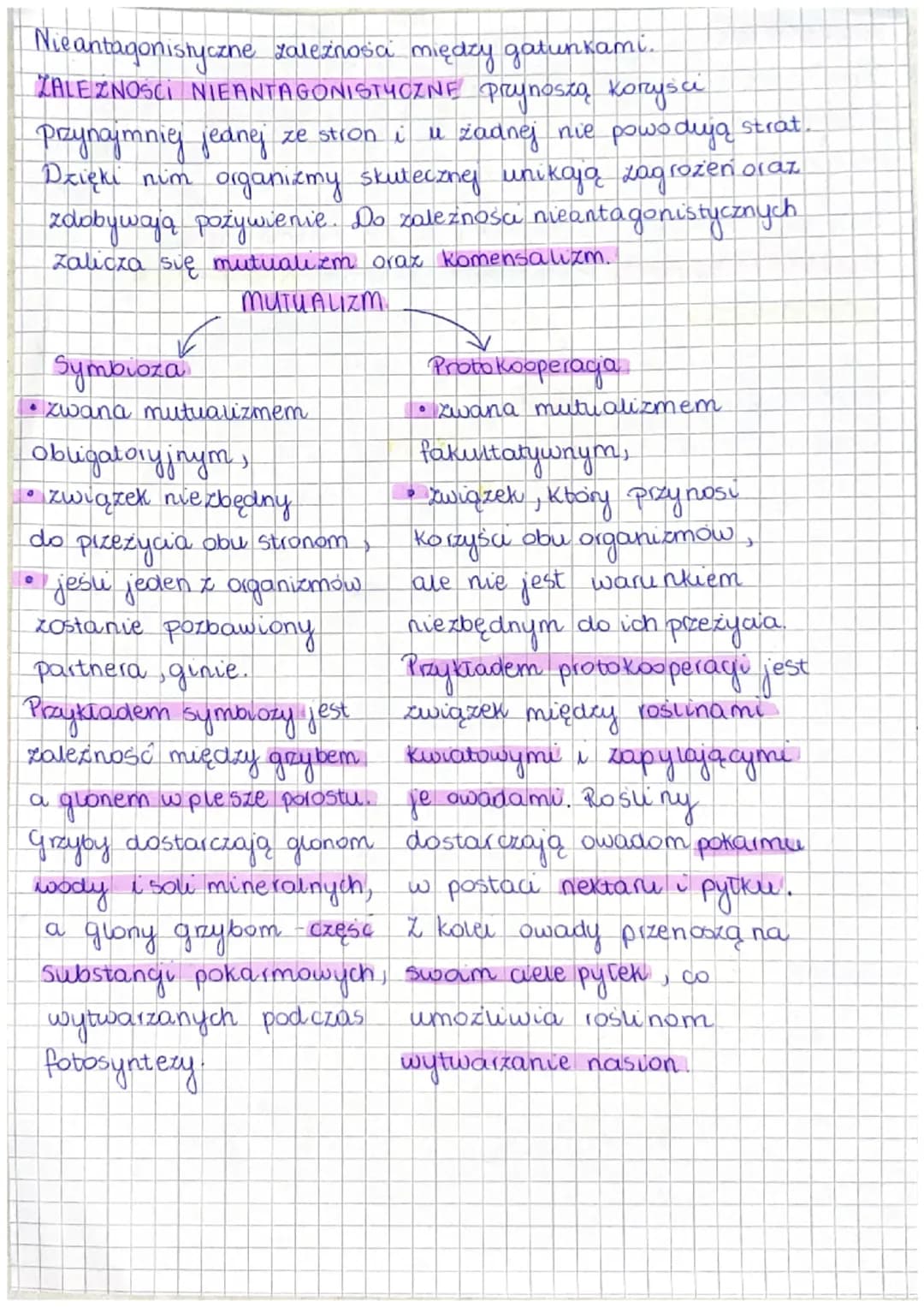 strat.
Nie antagonistyczne zależności między gatunkami.
ZALEŻNOŚCI NIEANTAGONISTYCZNE przynoszą korzyści
przynajmniej jednej ze stron i u ża