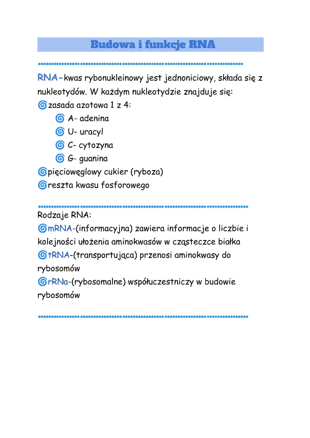 Budowa i funkcje RNA