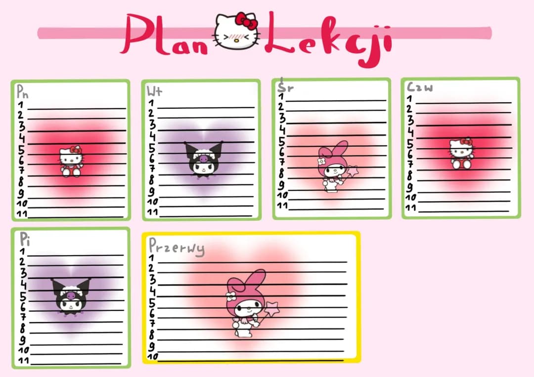 plan lekcji hello kitty