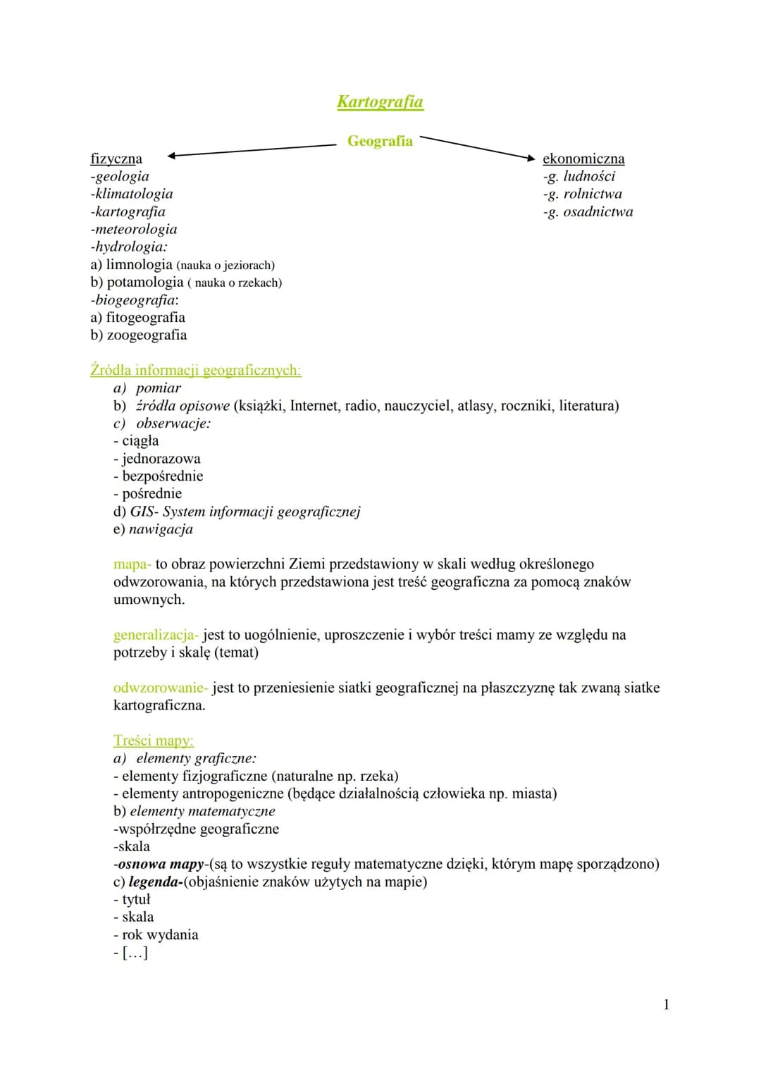 fizyczna
-geologia
-klimatologia
-kartografia
-meteorologia
-hydrologia:
a) limnologia (nauka o jeziorach)
b) potamologia (nauka o rzekach)
