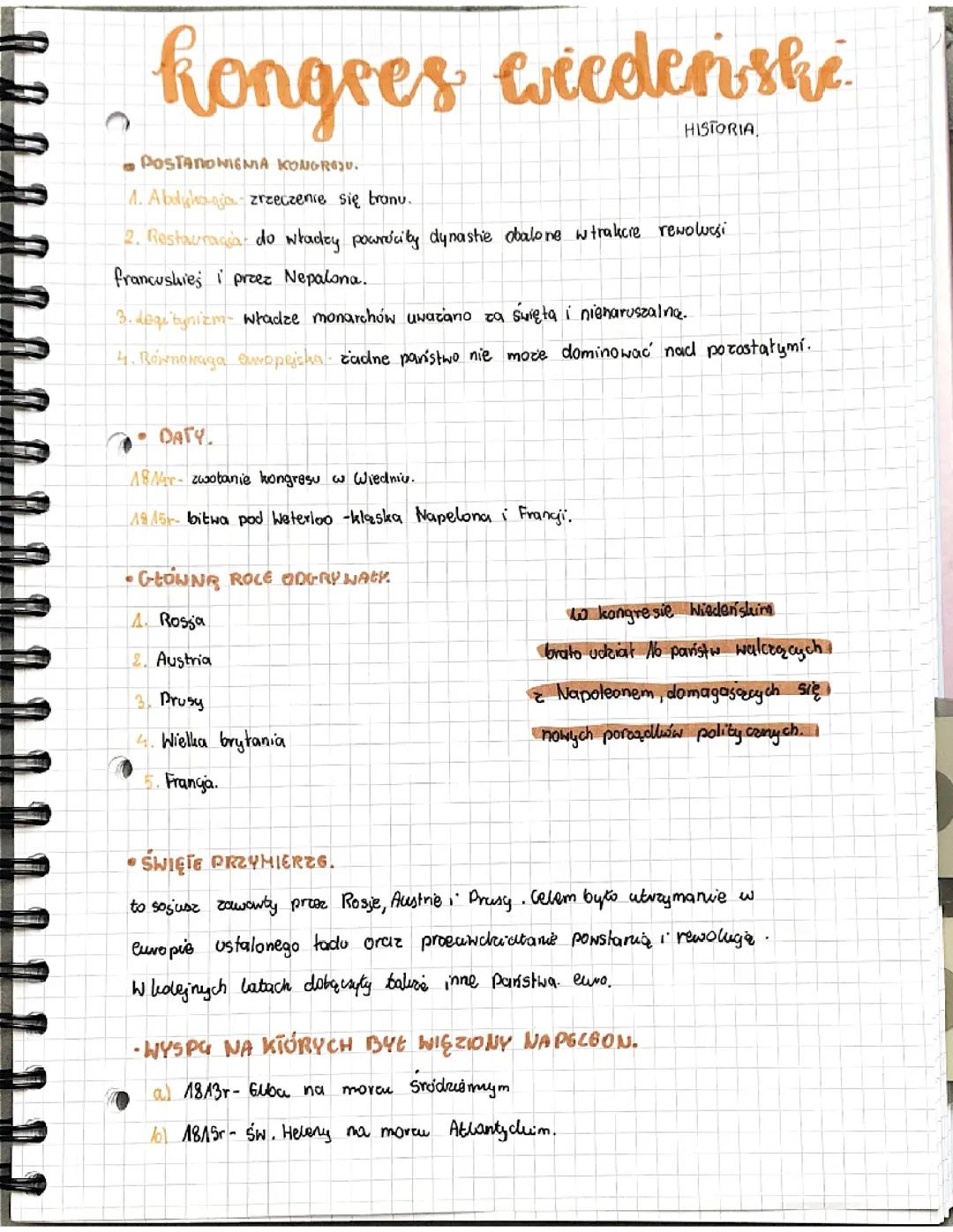 Kongres wiedeński klasa 7
