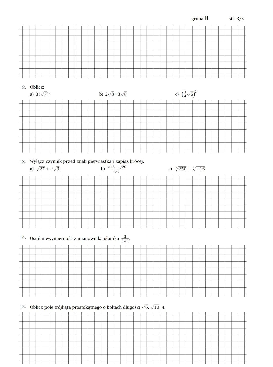 1. Oblicz.
potęgi i pierwiastki kl. 7
imie i nazwisko
a)-(-1)3 + (1
2)2
b)(4
5)2 - 4
5 + 4
52
c) 10 
· (-0,2)3 - 0,2 
· 103
d) 62 - 1
6 
· (