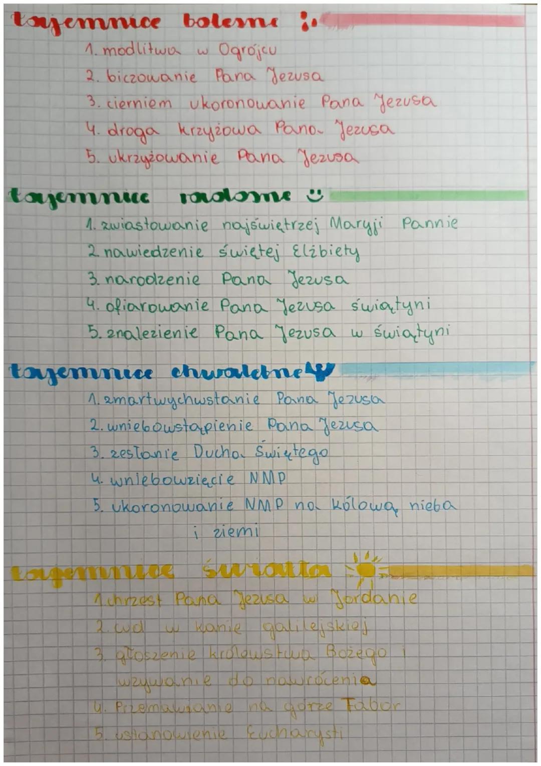 tajemnice bolesne
1. modlitwa w Ogrojcu
2. biczowanie Pana Jezusa
3. cierniem ukoronowanie Pana Jezusa
4. droga krzyżowa Pano- Jezusa
5. Ukr
