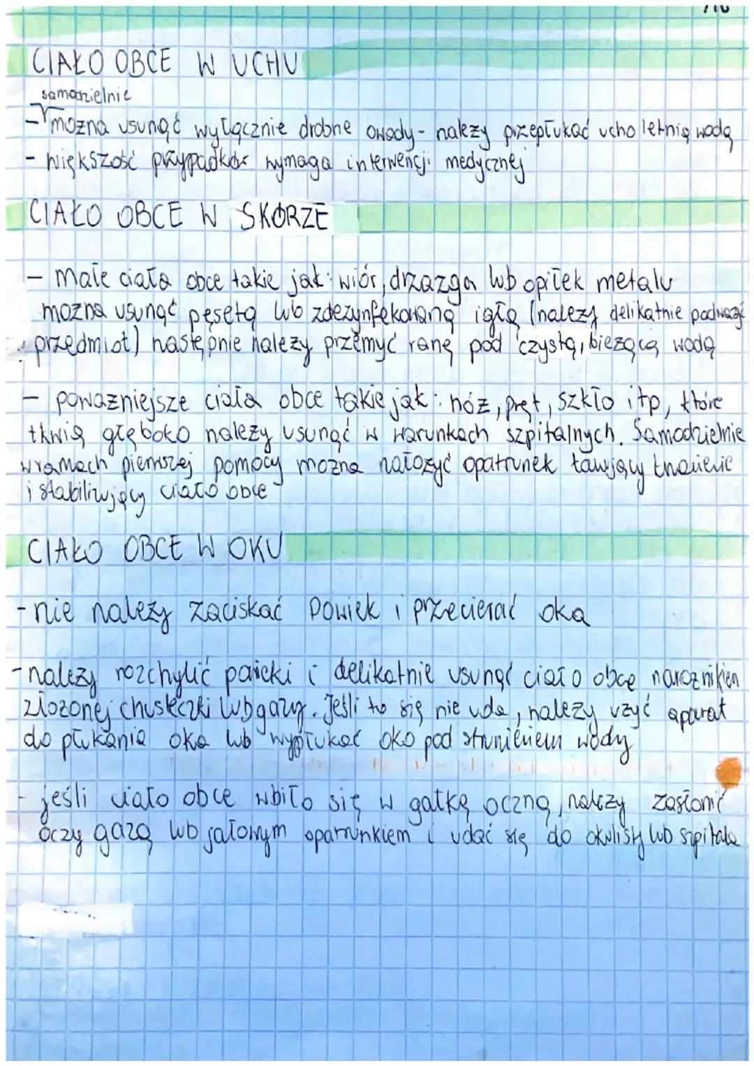 # CIAŁO OBCE W UCHU
samodzielnic
-mozna usunąć wytuącznie drobne owody - nakzy przepłukać ucho letnią wodą
- większość paypadkár nymaga inte