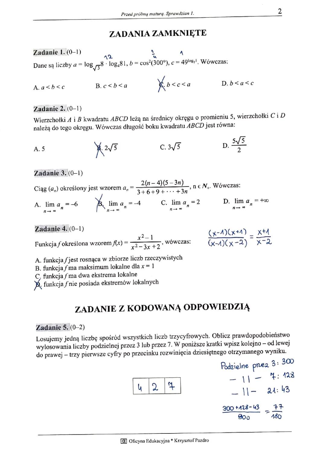 Pazdro Matematyka PDF: Matura, Prawdopodobieństwo i Równania Stycznych