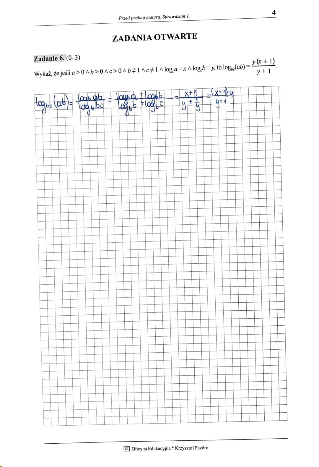 A. a<b<c
Zadanie 1. (0-1)
1
12
Dane są liczby a = log8 log481, b = cos²(300°), c = 49¹º¹. Wówczas:
Жосска
A. 5
Przed próbną maturą. Sprawdzi