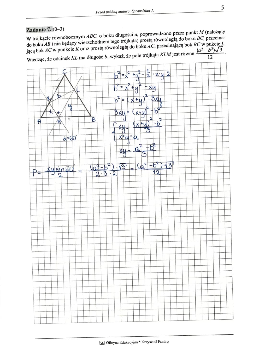 A. a<b<c
Zadanie 1. (0-1)
1
12
Dane są liczby a = log8 log481, b = cos²(300°), c = 49¹º¹. Wówczas:
Жосска
A. 5
Przed próbną maturą. Sprawdzi