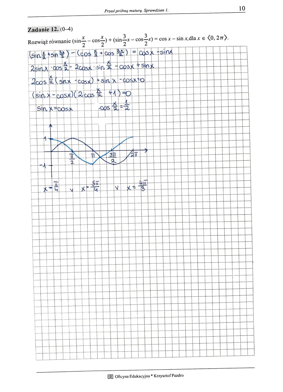 A. a<b<c
Zadanie 1. (0-1)
1
12
Dane są liczby a = log8 log481, b = cos²(300°), c = 49¹º¹. Wówczas:
Жосска
A. 5
Przed próbną maturą. Sprawdzi