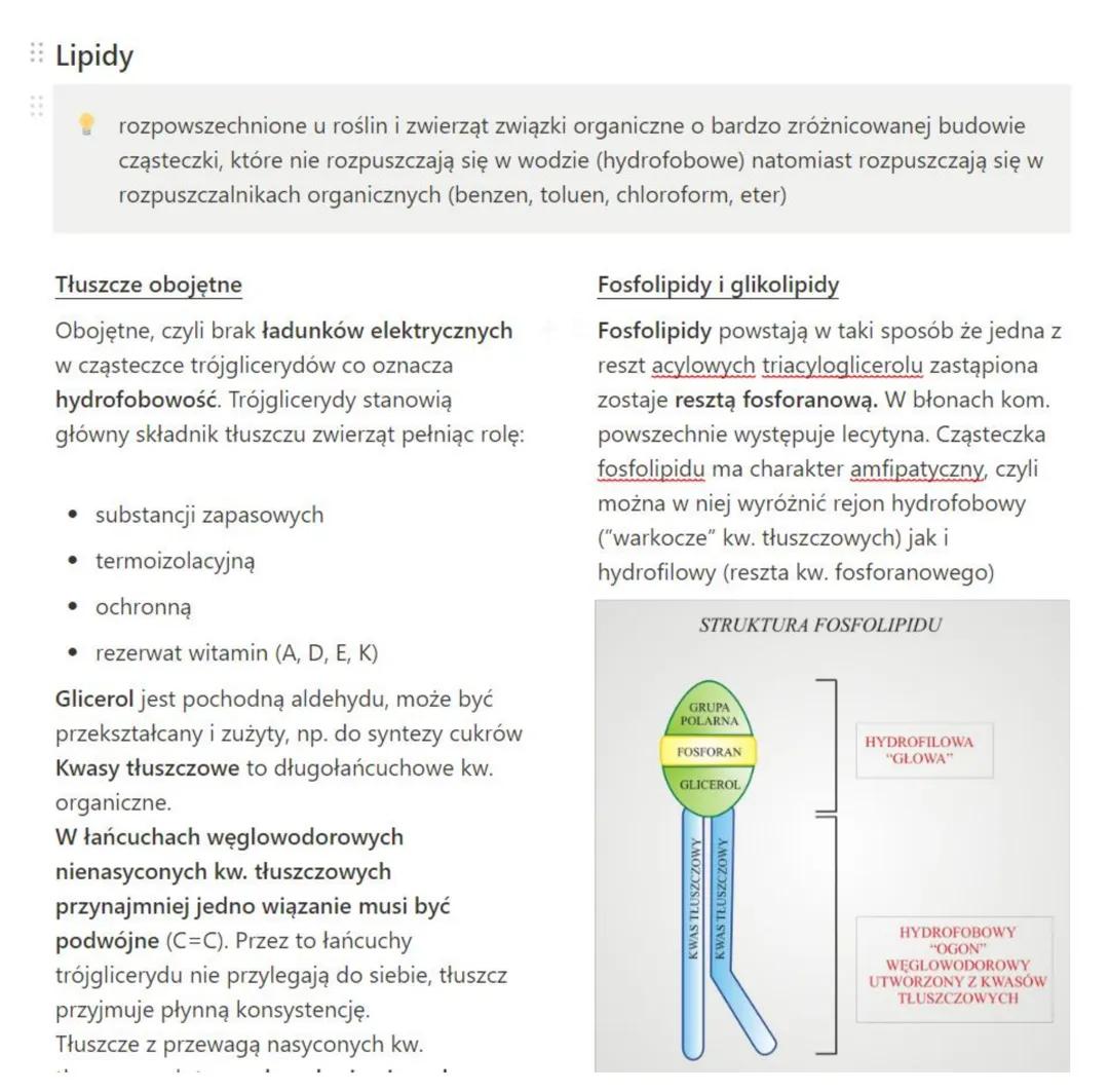 Lipidy - Podstawowe składniki organiczne