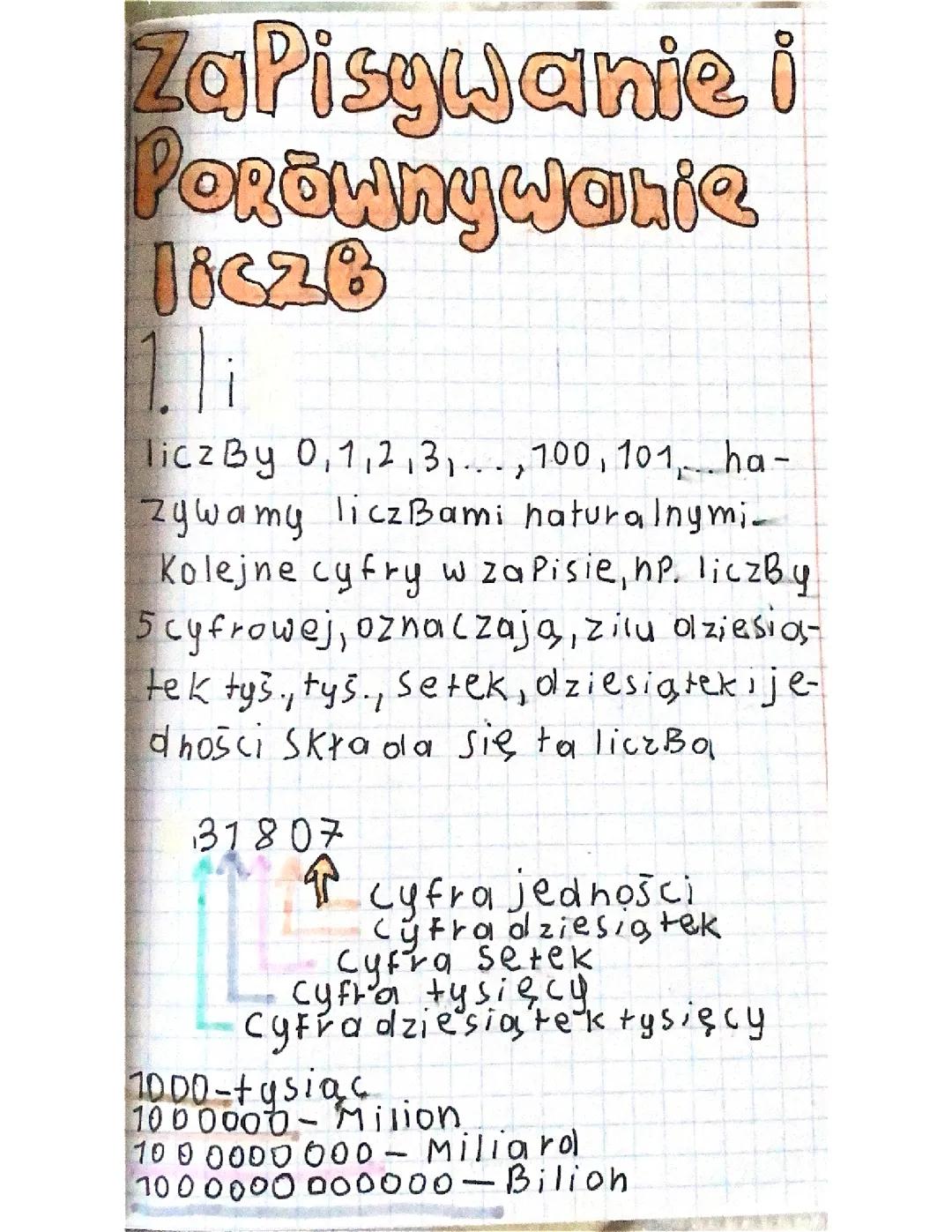 Zapisywanie i porównywanie liczb