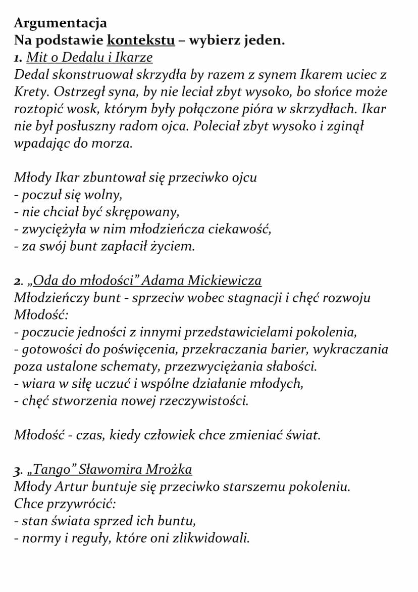 Młodość jako czas buntu.
Omów zagadnienie na podstawie Przedwiośnia Stefana
Żeromskiego. W swojej odpowiedzi uwzględnij również
wybrany kont