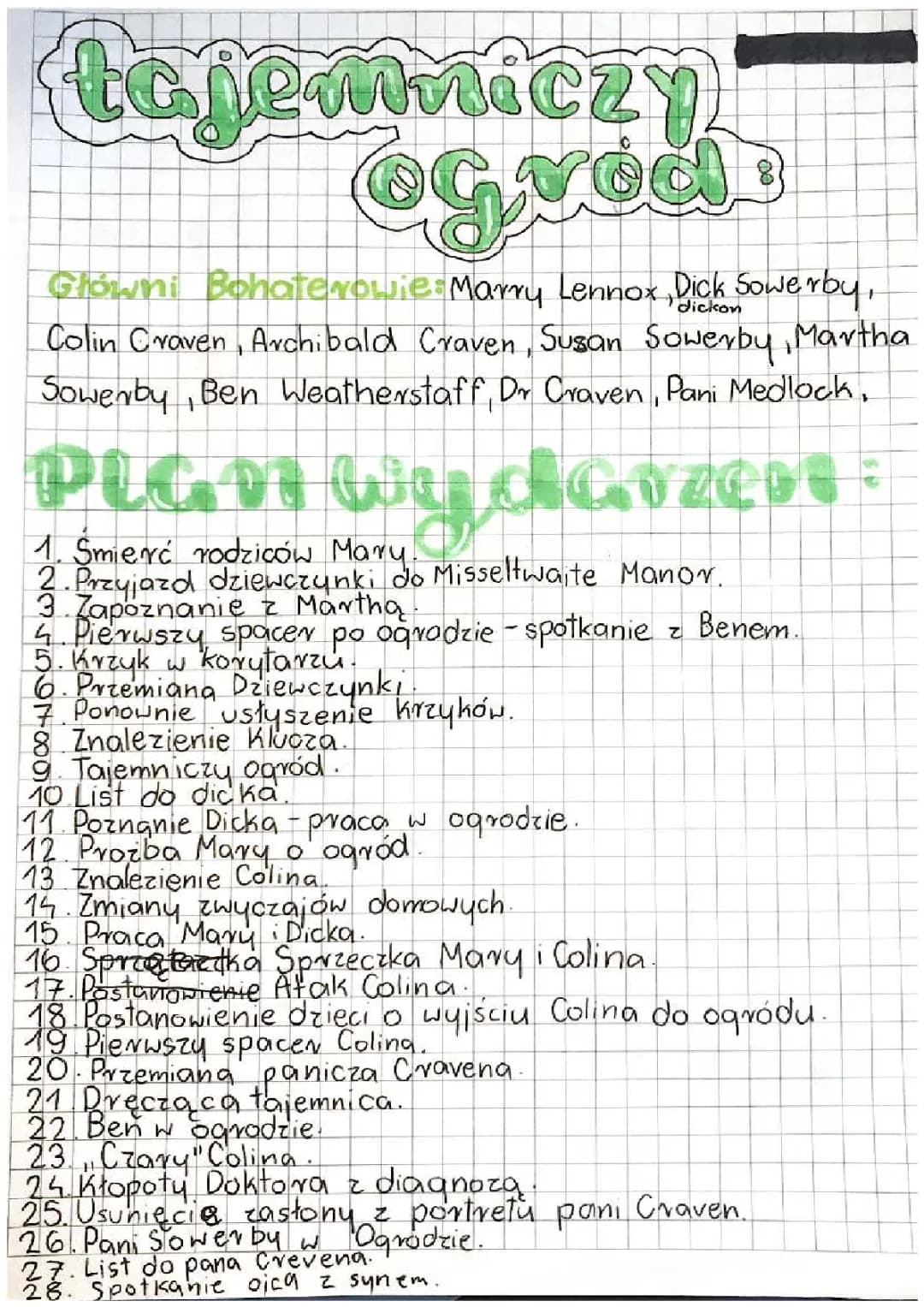 ,,Tajemniczy Ogród” Plan wydarzeń