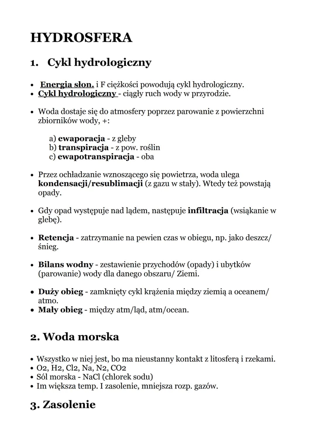 HYDROSFERA XD
Zagadnienia
1) Cykl hydrologiczny
2) Woda morska
3) Zasolenie
4) Pływy
5) Upwelling
6) Downwelling
7) Prądy
8) Enso
9) Falowan