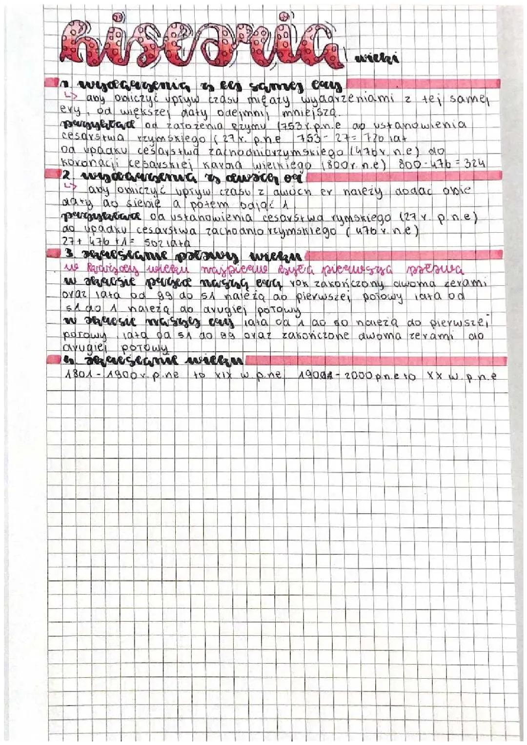 historia okreslanie wiekow, polowek wiekow i ile czasu minelo od wydarzenia 