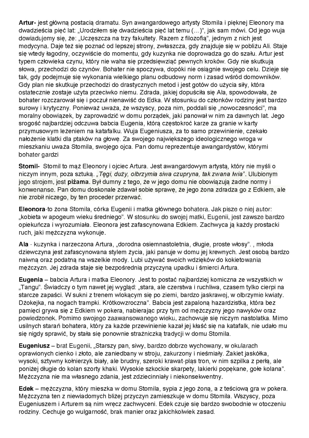 Charakterystyka bohaterów Tango S.Mrożek