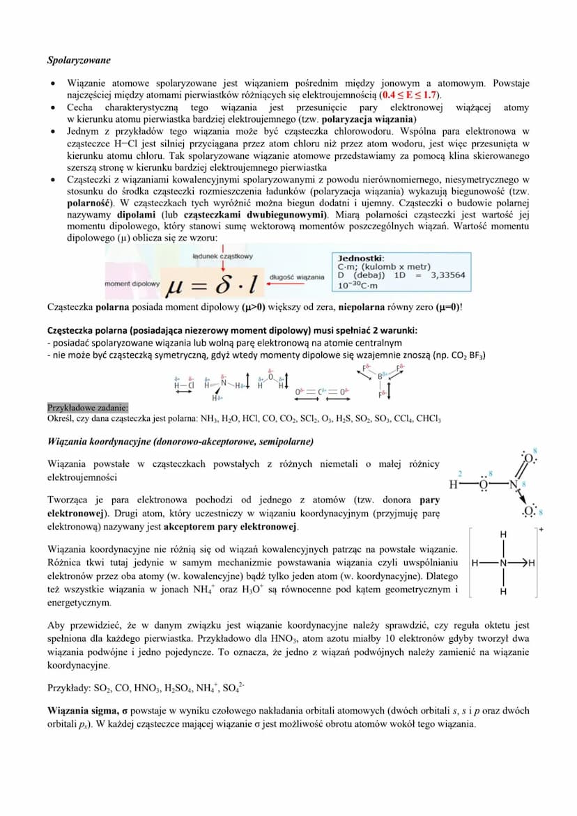## II Wiązania chemiczne, hybrydyzacja i teoria VSEPR

**Zakres wymagań**
✓ Określanie zmiany elektroujemności pierwiastków w okresach i gru
