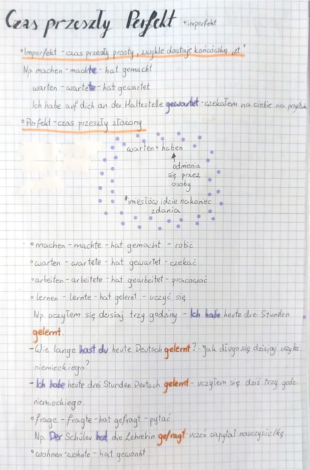 Czas przeszly Perfekt
•Imperfekt - czas przesty prosty, zwykle dostaje końcówkę ,et"
No machen - machte - hat gemacht
warten - wartete- hat 