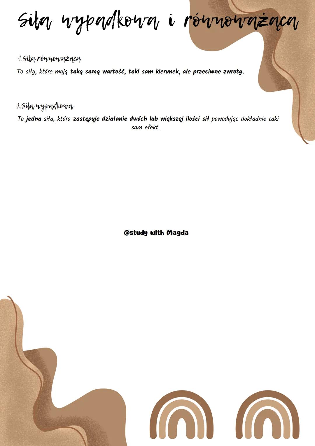 Sita wypadkowa i równoważąca
1. Sila równoważąca
To siły, które mają taką samą wartość, taki sam kierunek, ale przeciwne zwroty.
2. Sita wyp