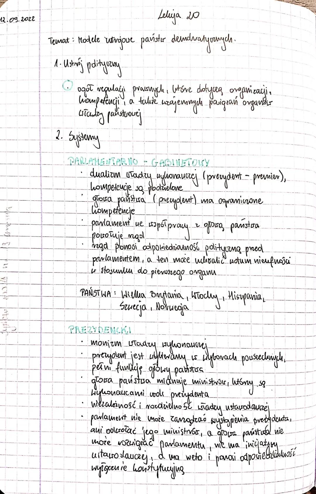 Charakterystyka Ustrojów Politycznych w Państwach Demokratycznych