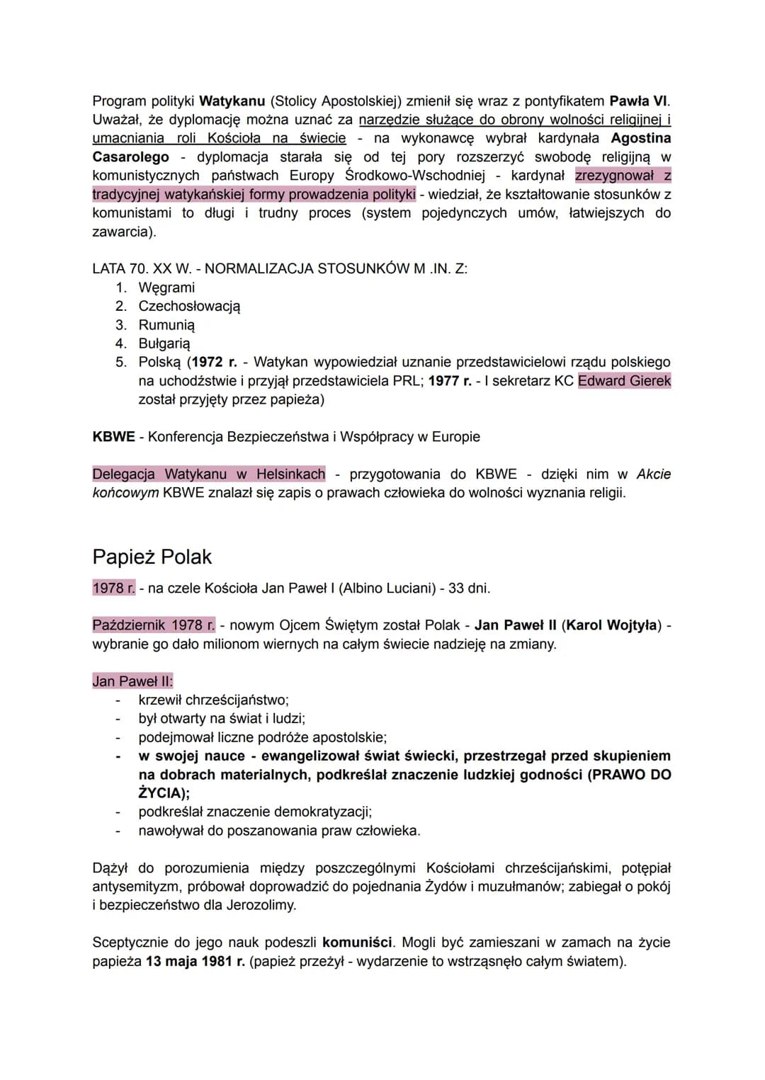 POLITYKA WSCHODNIA STOLICY APOSTOLSKIEJ
1958-1963 - pontyfikat¹ Jana XXIII
1963-1978 - pontyfikat Pawła VI
1978 - pontyfikat Jana Pawła I
19
