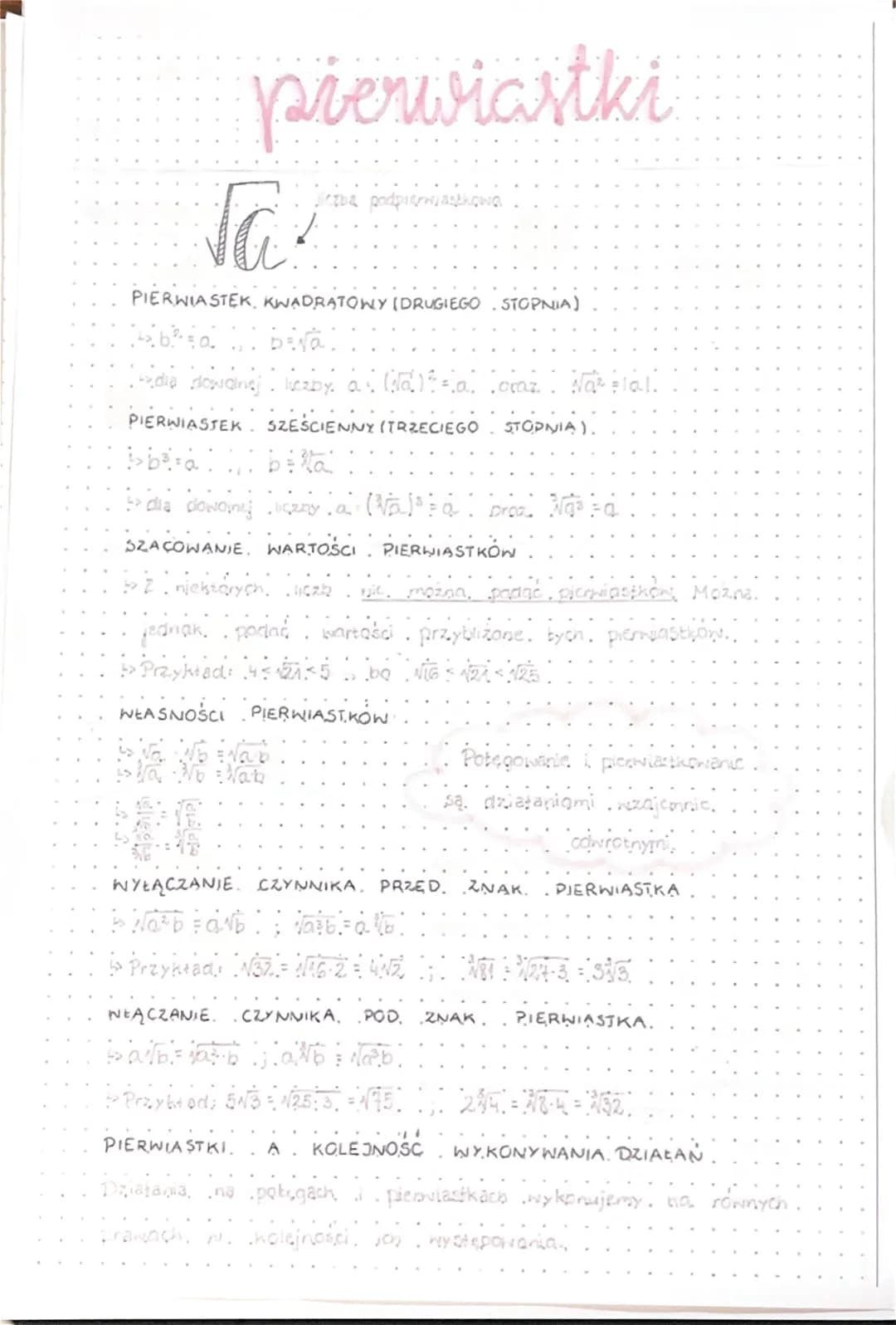 pierwiastki
√a
liczba podpiwakowa
PIERWIASTEK, KWADRATOWY (DRUGIEGO STOPNIA)
4₂b²=a beval
Padia dowanej liczby a Waltelal Toraz: Na piall
PI