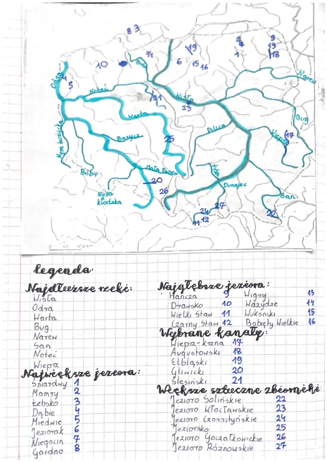 Mapa Wodna Polski: Rzeki, Jeziora, Kanały, Zbiorniki - Klasa 3 Liceum