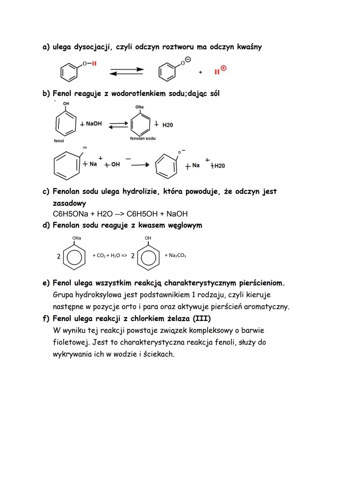 *Fenole*
●Fenole - są to związki, w których grupa hydroksylowa połączona jest z
atomem węgla pierścienia aromatycznego.
Benzenol (fenol - fo