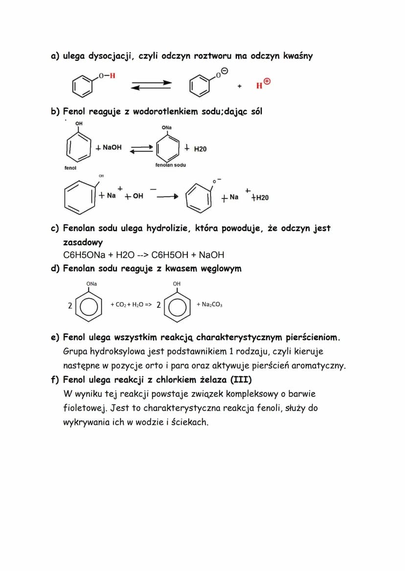 *Fenole*
●Fenole - są to związki, w których grupa hydroksylowa połączona jest z
atomem węgla pierścienia aromatycznego.
Benzenol (fenol - fo