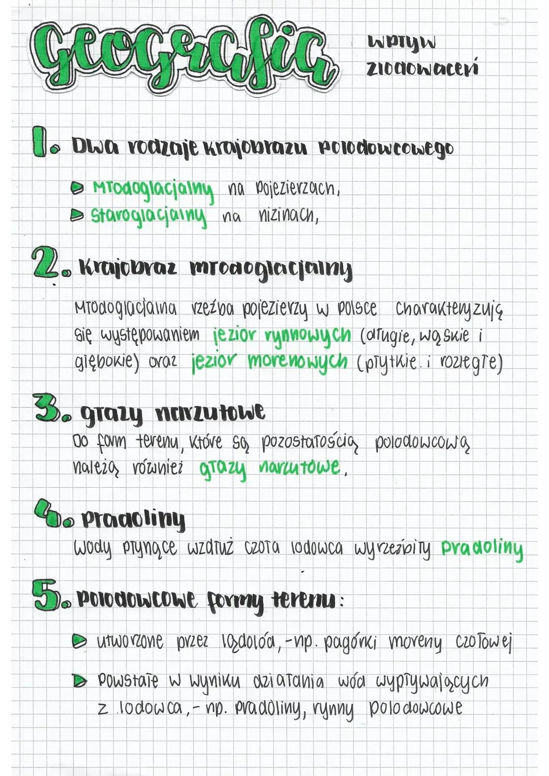 Wpływ zlodowaceń na rzeźbę terenu Polski i Europy 