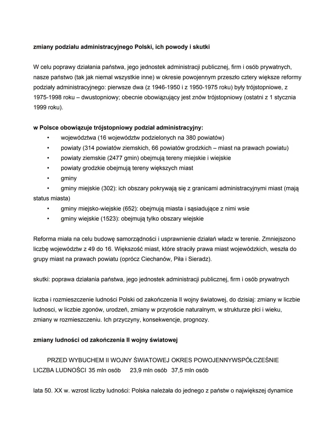 zmiany podziału administracyjnego Polski, ich powody i skutki
W celu poprawy działania państwa, jego jednostek administracji publicznej, fir